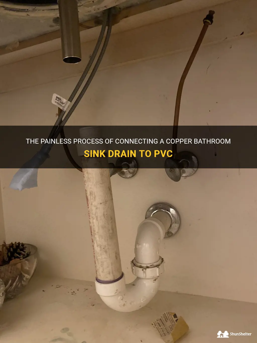 how to connect copper bathroom sink drain to pvc